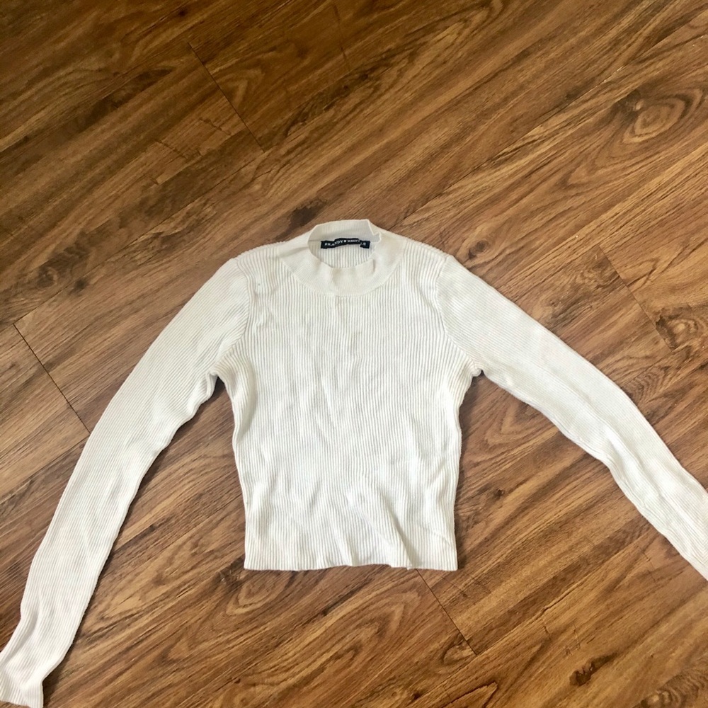 Brandy Melville White Mock Neck Long Sleeve Crop